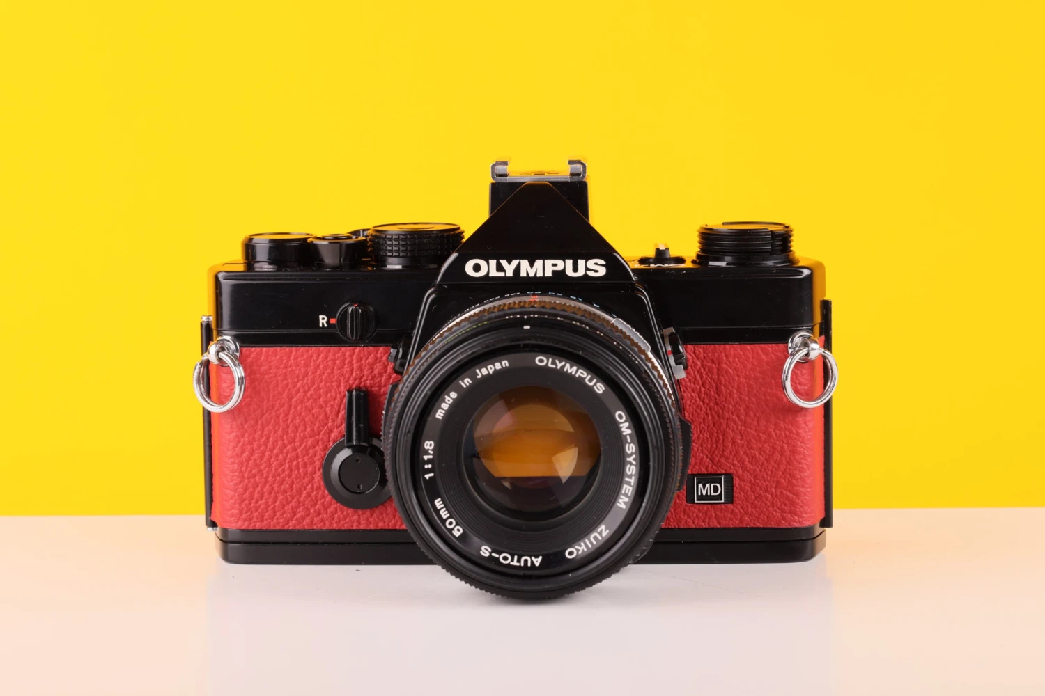 Olympus OM-1n 35mm SLR Film Camera With Zuiko 50mm F1.8 Lens In Red - Image 2