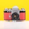 Edixa Flex 35mm SLR Film Camera In Red With Leather Case