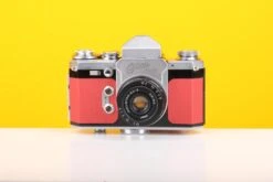 Edixa Flex 35mm SLR Film Camera In Red With Leather Case